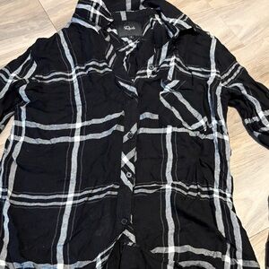 RailsBlack and White Plaid Button-Up Shirt